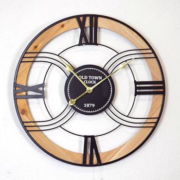 ESTHETI home Ρολόι Τοίχου Μεταλλικό/Ξύλινο Μαύρο/Φυσικό Φ60x4.5cm 753-10023